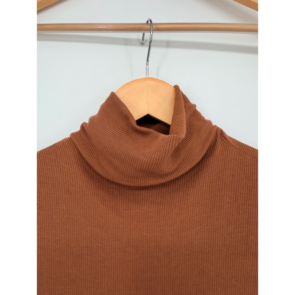 House of Harlow 1960 Maxi Dress S Brown Ribbed Turtleneck Sleeveless Minimalist - Picture 6 of 9